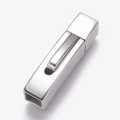 Stainless Steel Color 304 Stainless Steel Bayonet Clasps, Stainless Steel Color, 28.5x7mm, Hole: 5x5mm