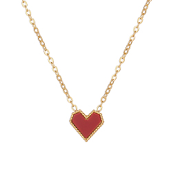 Real 18K Gold Plated Stainless Steel Heart Pendant Necklaces, Real 18K Gold Plated, 15.75 inch(40cm)