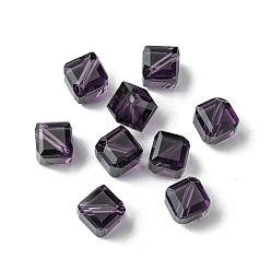 Индиго K9 стеклянные имитации австрийских хрустальных бусин, граненые, квадратный, индиговые, 7x7x7 мм, отверстие : 0.9 мм