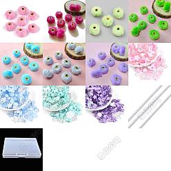 (52) Непрозрачная лаванда Наборы для изготовления браслетов своими руками, включая европейские бусины из искусственной кроличьей и норковой шерсти, акриловые бусины и эластичный шнур, разноцветные, круглый эластичный шнур: 1мм