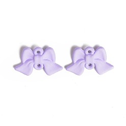 Lavender Spray Painted Alloy Connector Charms, Bowknot Links, Lavender, 10x15.5x2.5mm, Hole: 1mm