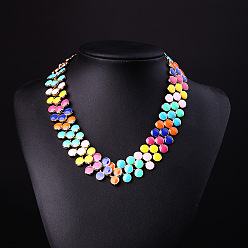 colorful Sparkling Short Necklace with Gems, Pearls and Crystals for Sweaters