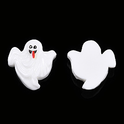 White Halloween Opaque Resin Cabochons, Ghost, White, 20.5x19x5mm