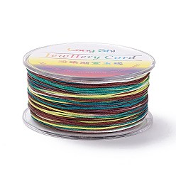 Coloré Fil de polyester teint par segment, cordon tressé, colorées, 0.8mm, environ 54.68 yards (50m)/rouleau