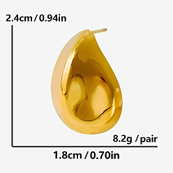 Настоящее золото 18K 304 из нержавеющей стали серьги, слеза, реальный 18 k позолоченный, 24x18 мм