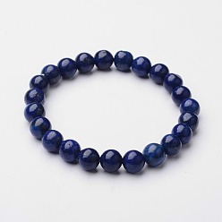 Lapis Lazuli Bracelet extensible en perles de lapis-lazuli naturel (teint), pour bijoux artisanaux femmes, 52mm