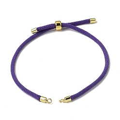Slate Blue 3MM Adjustable Round Nylon Braided Cord Bracelet Making, with Golden Brass Findings, Fit for Connector Charms, Slate Blue, 8.66 inch(22cm), Hole: 1.5mm