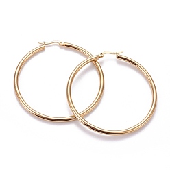 Golden 201 Stainless Steel Big Hoop Earrings, with 304 Stainless Steel Pin, Hypoallergenic Earrings, Ring Shape, Golden, 57x3mm, 9 Gauge, Pin: 0.7x1mm
