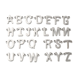 Stainless Steel Color 26Pcs 304 Stainless Steel Connector Charms, Letter A~Z Links, Stainless Steel Color, 9.5~11x6.5~13.5x1.5mm, Hole: 1.2mm