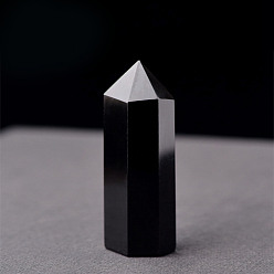 Обсидиан Украшение башни из натурального обсидиана, исцеляющие каменные палочки, для декора для балансировки энергии, медитации, терапии, шестиугольная призма, 40~50 мм