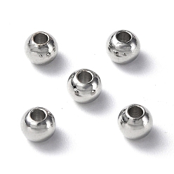 Платина Латунные бусины, круглые, стойки покрытие, долговечный, без свинца и без кадмия, платина, 4x3 мм, отверстие : 1.8 мм