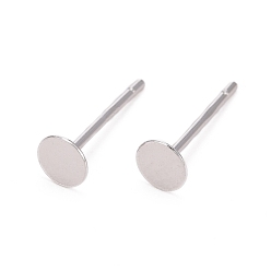 Platinum Rhodium Plated 925 Sterling Silver Ear Stud Findings, Earring Posts, Platinum, 12x4x0.5mm, Pin: 0.8mm