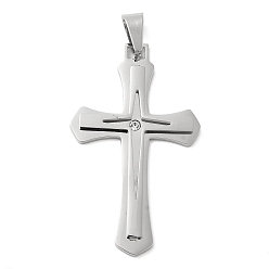 Платина 304 подвески из нержавеющей стали, с 201 подвесками из нержавеющей стали и стразами, крестик, платина, 50x29.5x3.5 мм, отверстие : 9x5 мм