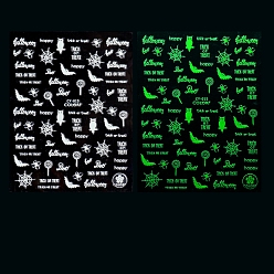 Owl Luminous Plastic Nail Art Stickers Decals, Self-adhesive, For Nail Tips Decorations, Halloween 3D Design, Glow in the Dark, Owl, 10x8cm