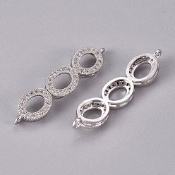 Platine Micro cuivres ouvrent liens de zircons, ovale, clair, platine, 35x8x3mm, Trou: 1mm