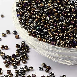 Colorful 12/0 Glass Seed Beads, Metallic Colours, Round, Round Hole, Colorful, 12/0, 2mm, Hole: 1mm, about 3333pcs/50g, 50g/bag, 18bags/2pounds