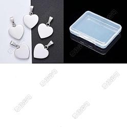 Stainless Steel Color 10Pcs Valentines Gift Idea for Him 304 Stainless Steel Stamping Blank Tag Pendants, Heart, Stainless Steel Color, 23~25x22x4mm, Hole: 3x6mm