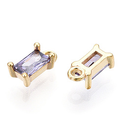 Средний Фиолетовый Латунь прелести циркония кубической, прямоугольные, без никеля , без покрытия, средне фиолетовый, 8x4x3 мм, отверстие : 1.2 мм