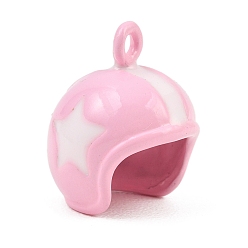 Pink Подвески из эмали и сплава, стойки покрытие, подвески на шлем, окрашеные, без кадмия, без никеля и без свинца, розовые, 17x13.5x14.5 мм, отверстие : 1.6 мм