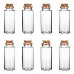 Clear Glass Jar Glass Bottles Bead Containers, with Cork Stopper, Wishing Bottle, Clear, 70x30mm, Hole: 17mm, Capacity: 49ml(1.65 fl. oz)