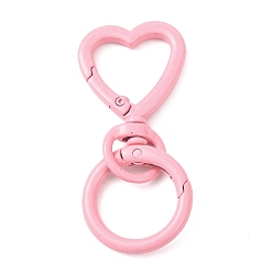 Pink Аэрозольная краска, поворотные застежки из сплава, с пружинными кольцами ворот, сердце, розовые, 60 мм