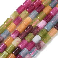 Mixed Color Dyed Natural White Jade Beads Strands, Column, Mixed Color, 6.5~7x4.5mm, Hole: 1mm, about 62pcs/strand, 14.84~14.96''(37.7~38cm)