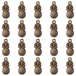 Antique Bronze Pineapple Tibetan Style Alloy Pendants, Lead Free & Cadmium Free, Antique Bronze, 19x9x3mm, Hole: 1mm