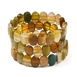 Natural Agate Dyed & Heated Natural Agate Oval Beaded Stretch Bracelet, Gemstone Jewelry for Women, Inner Diameter: 2-1/8 inch(5.4~5.5cm)