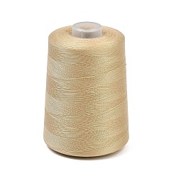 Beige Polyester Sewing Threads, Round Machine Embroidery Threads, Beige, 0.2mm, about 3300.00 Yards(3017.52m)/Roll