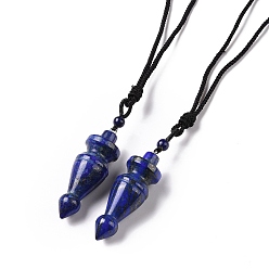 Ляпис-Лазурь Ожерелье с подвеской в форме маятника из натурального лазурита с нейлоновым шнуром для женщин, 32.28~35.04 дюйм (82~89 см)