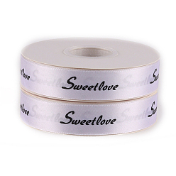 Thistle Printed Polyester Ribbons, Garment Accessory, Word Sweetlove, Thistle, 1 inch(25mm), about 40 yards/roll