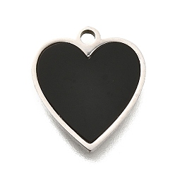 Нержавеющая Сталь Цвет 304 из нержавеющей стали сердце прелести, с пластиковой имитацией оболочки, цвет нержавеющей стали, 14.8x13x1.3 мм, отверстие : 1.6 мм