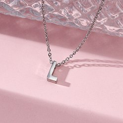 Letter L 304 подвесные из нержавеющей стали ожерелья, буквы, Письмо L, 15.94 дюйм(40.5см)~16.14 дюйм(41см)+54мм удлинитель, буквы: 10x5x4 мм.