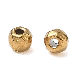 Real 18K Gold Plated 304 Stainless Steel Beads, Faceted, Round, Ion Plating(IP), Real 18K Gold Plated, 3x2.5mm, Hole: 0.9mm