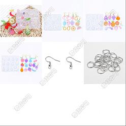 Нержавеющая Сталь Цвет Наборы для изготовления сережек своими руками на фруктовую тематику, включая силиконовые формы для силуэтов подвесок, 316 хирургические крючки для серег из нержавеющей стали, Перейти латунные, цвет нержавеющей стали, 110~112x103~120x4~4.5 мм, отверстие : 1.5~1.8 мм, внутренний диаметр: 10~48x10~31 мм