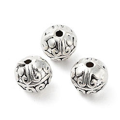 Antique Silver Tibetan Style Alloy Beads, Cadmium Free & Lead Free, Round, Antique Silver, 8x7mm, Hole: 1.2mm