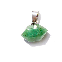 Green Aventurine Natural Green Aventurine Double Terminal Pointed Pendants, Faceted Bullet Charms, 10x16mm
