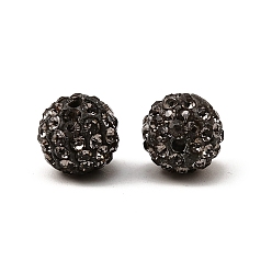 Черный Алмаз Бусины со стразами, полимерная глина , pave disco бусины, класс А, круглые, п.п. 15, черный алмаз, С. 15 (2.1~2.2 мм), 10 мм, отверстие : 1.8~2 мм