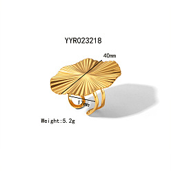 Настоящее золото 18K Винтажные преувеличенные серьги-каффы из нержавеющей стали в виде цветка, реальный 18 k позолоченный, 40x17 мм