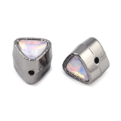 Розовый Сплавочные бусины, со стразами, треугольные, чёрные, туманная роза, 10.5x11x10 мм, отверстие : 1.6 мм