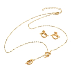 Золотой 304 из нержавеющей стали комплект ювелирных изделий, для женщин, вакуумные покрытия, золотые, 18.50 дюйм (470 мм)