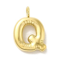 Letter Q 304 Stainless Steel Pendants, Real 14K Gold Plated, Letter Charm, Letter Q, 24x16.5x5mm, Hole: 4mm