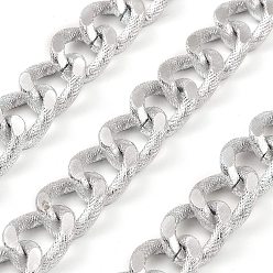 Platinum Aluminium Curb Chains, Unwelded, with Spool, Platinum, 17x13x3mm, about 32.81 Feet(10m)/Roll