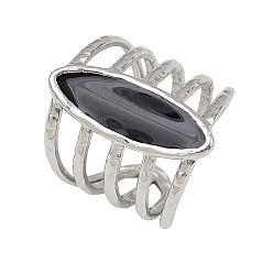 Черный Конский глаз 304 эмалированные манжеты из нержавеющей стали для женщин, цвет нержавеющей стали, чёрные, 22.5 мм, внутренний диаметр: регулируемый