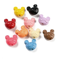 Mixed Color Baking Paint Acrylic Beads, Rabbit, Mixed Color, 17.5x18x12.5mm, Hole: 3.3mm