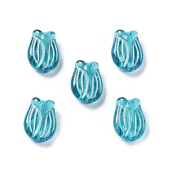 Dark Turquoise Plating Transparent Acrylic Beads, Metal Enlaced, Tulip, Dark Turquoise, 16x11.5x7mm, Hole: 2mm, about 670pcs/500g