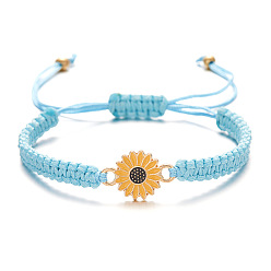 Turquoise Handmade Sunflower and Daisy Couple Bracelet, Fashionable Handcrafted Friendship Bracelet