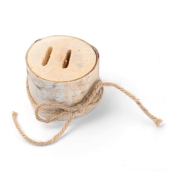 Marron Clair Présentoirs à anneaux de bouleau, avec tissu pvc en coton ramie, pour présentoirs à bagues, ronde, bisque, 6x6.6x4.5 cm