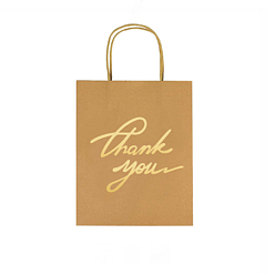 Pérou Sac en papier kraft rectangle, avec une poignée, mot merci, pour sac recyclé de fête, Pérou, 25.4x20.3x10.2 cm