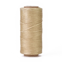 Tan Waxed Polyester Cord, Micro Macrame Cord, Waxed Sewing Thread, Flat, Tan, 0.8mm, about 284.33 yards(260m)/roll
